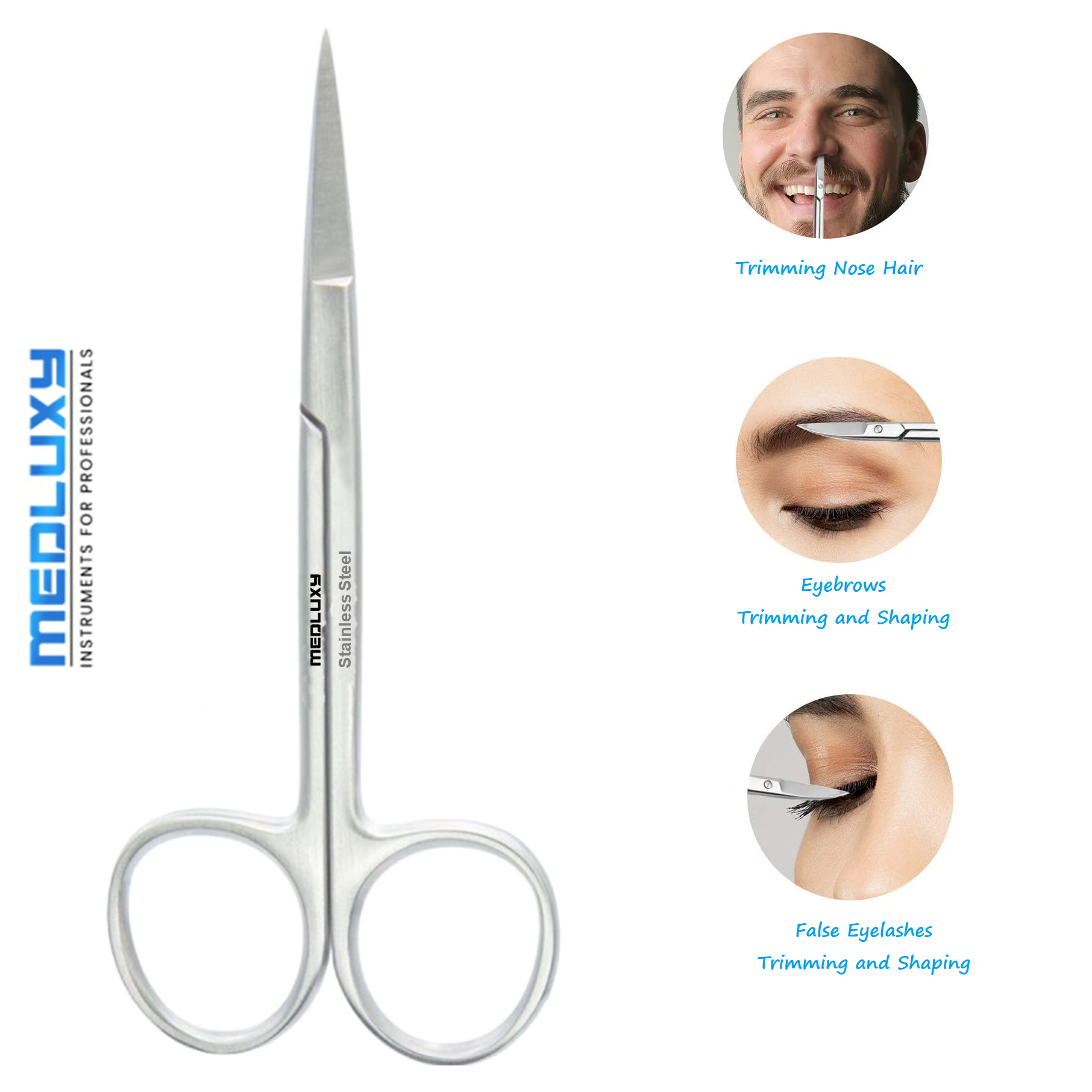 Medluxy - Gezichtshaar Schaar – Gebogen Schaarbladen - 10.5 cm